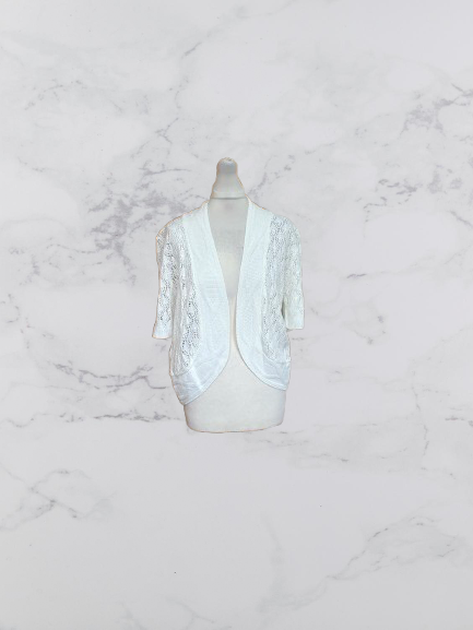 Perry Gold Short Sleeve Crochet Cardigan Colour White Size M/L