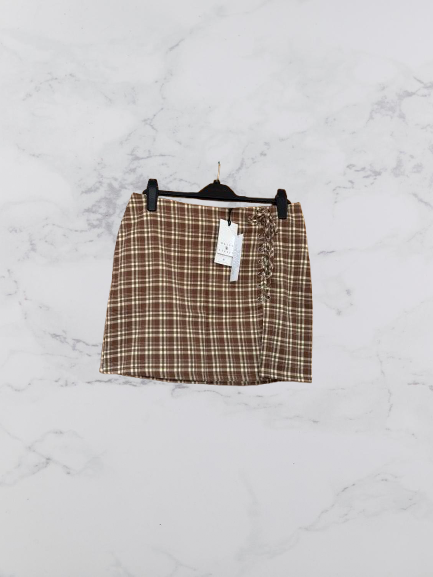 Daisy Street Lace Up Mini Skirt Colour Brown/ Cream Size 12