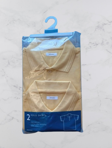 John Lewis 2 Pack Short Sleeve Polo Shirts Colour Yellow Size 13 Years