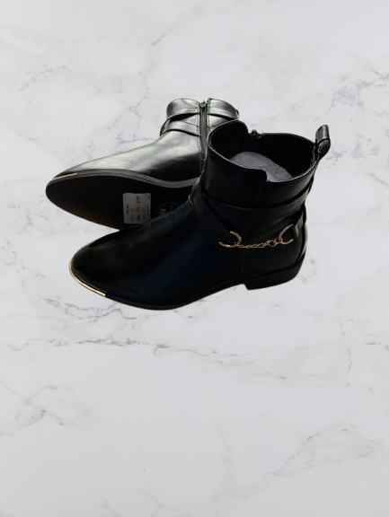 V by Very Hayley Chain Trim Ankle Boots Colour Black Size 5