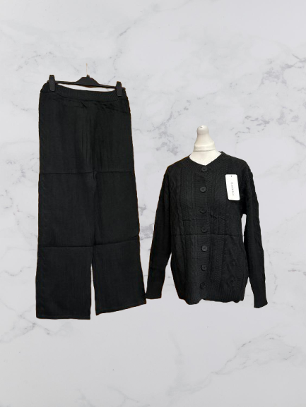 Classic&Co Knitted Lounge Set Colour Black One Size 8-16