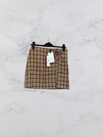 Daisy Street Lace Up Mini Skirt Colour Brown/ Cream Size 6
