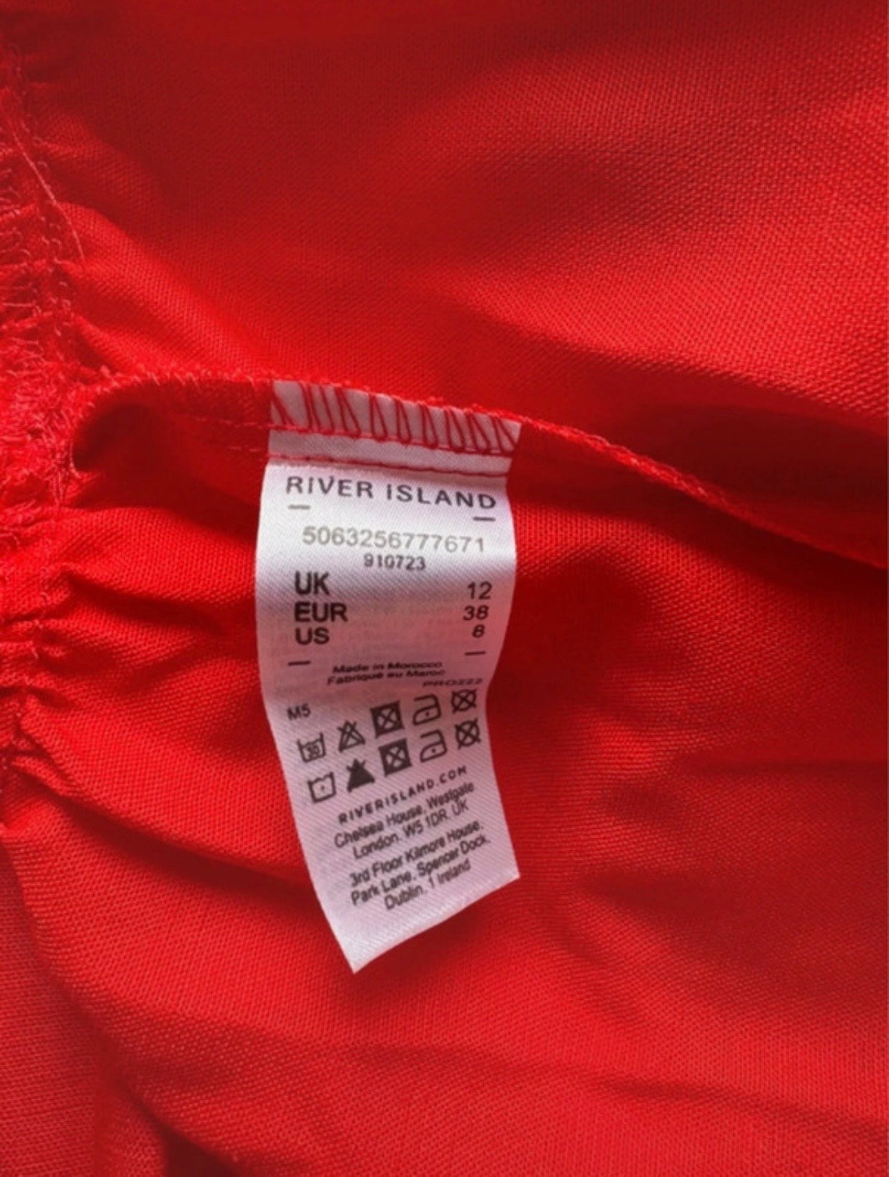 River Island Signature to Go Milkmaid Midi Dress Colour Red Size 12