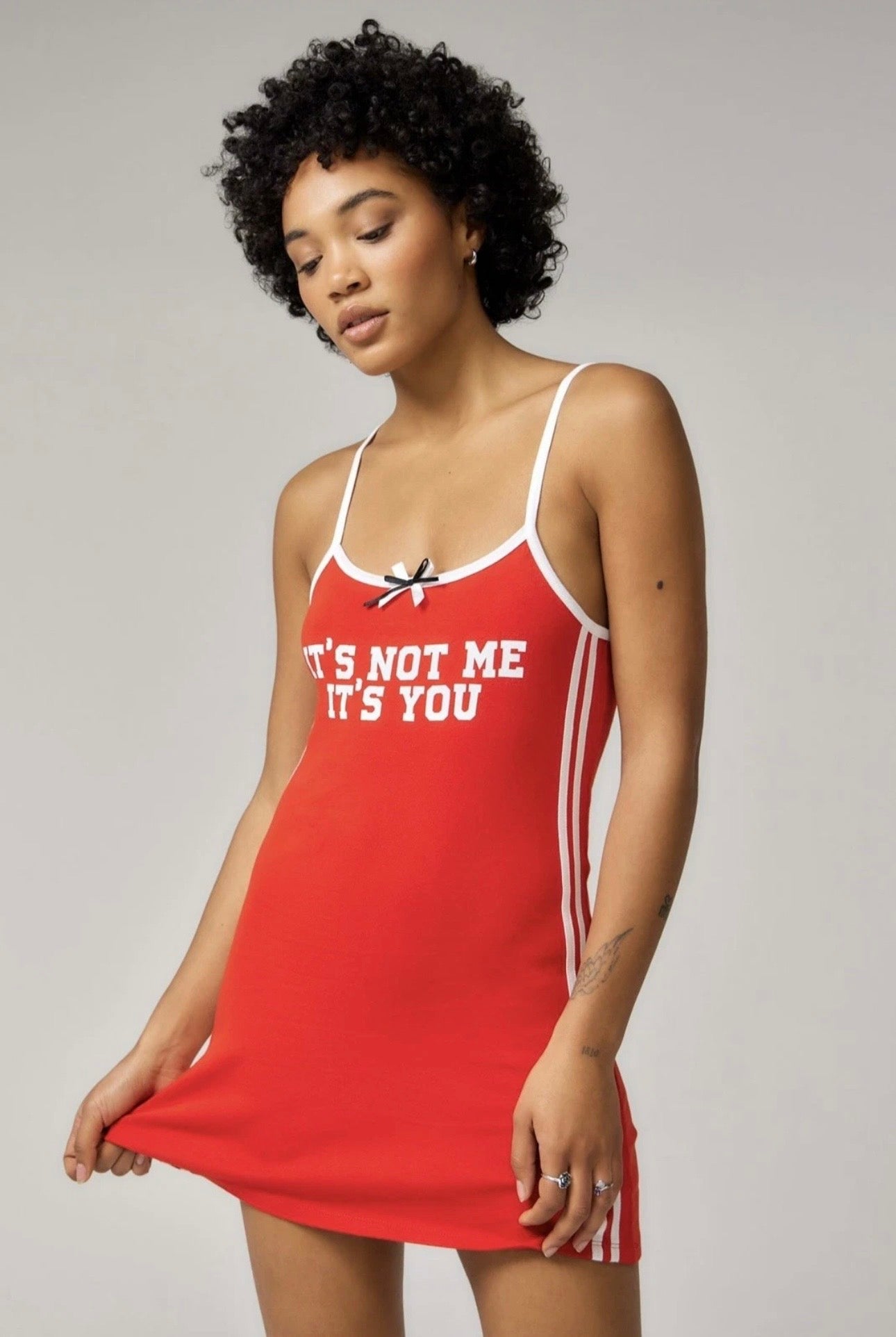 Urban Outfitters 'It's not me it's you' Mini Dress Colour Red/White Size L