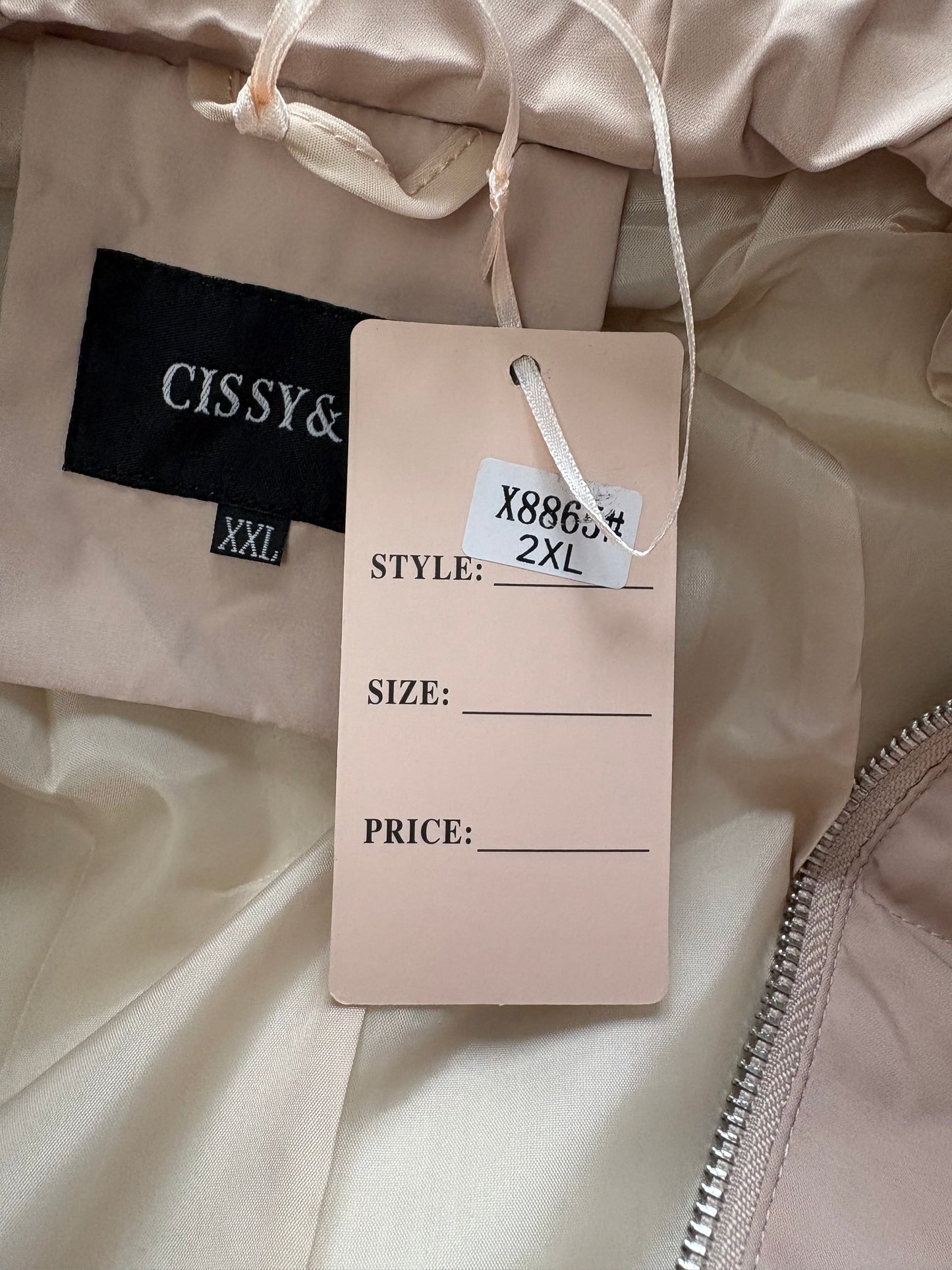 Cissy&Co Hooded Puffer Jacket Colour Beige Size XXL