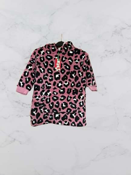 Star Fleecy Hooded Snuggle Hoodie Colour Pink Leopard Size 4-6 Years
