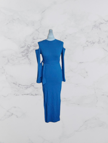 Missguided Maternity Cold Shoulder Midi Dress Colour Cobalt Blue Size 8