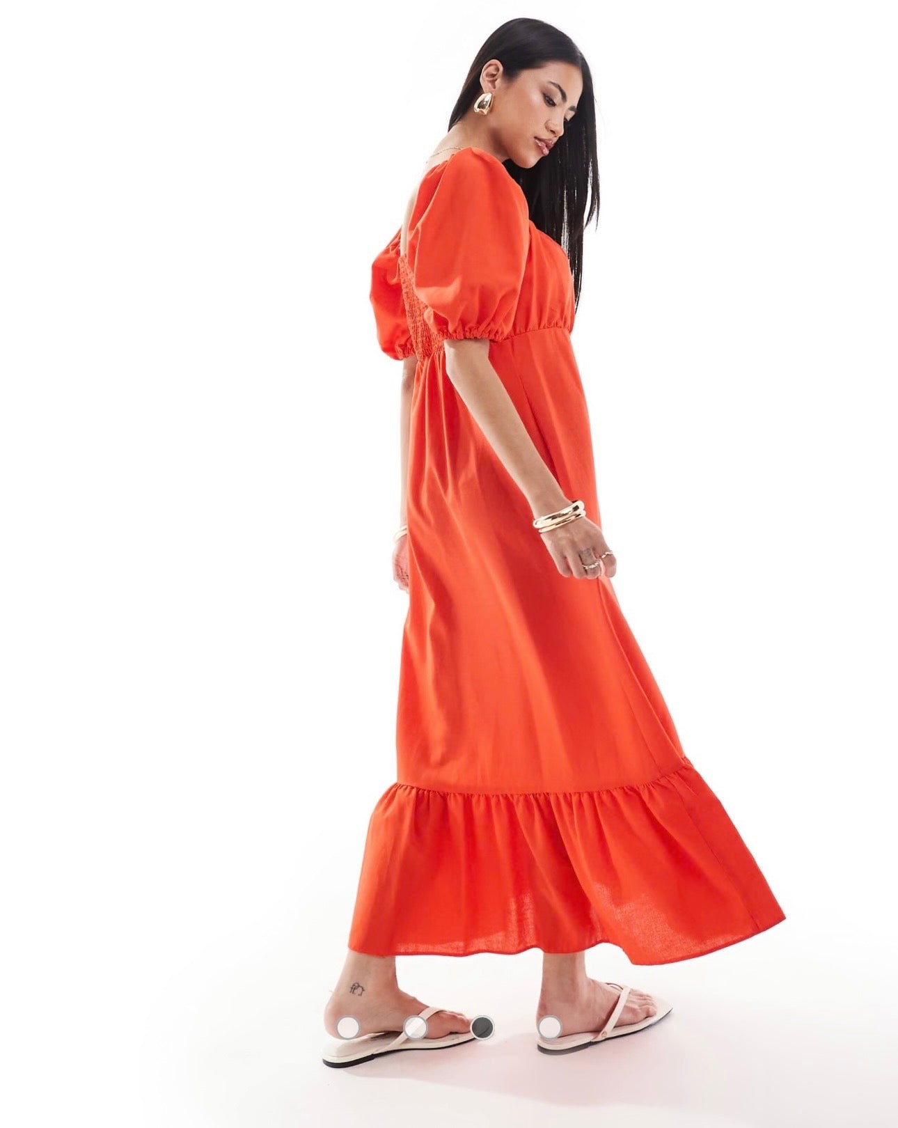 River Island Signature to Go Milkmaid Midi Dress Colour Red Size 12