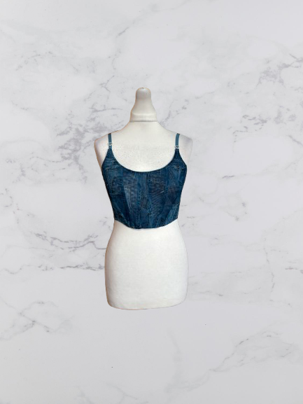 Out From Under Semi Sheer Crop Top Colour Blue Size S