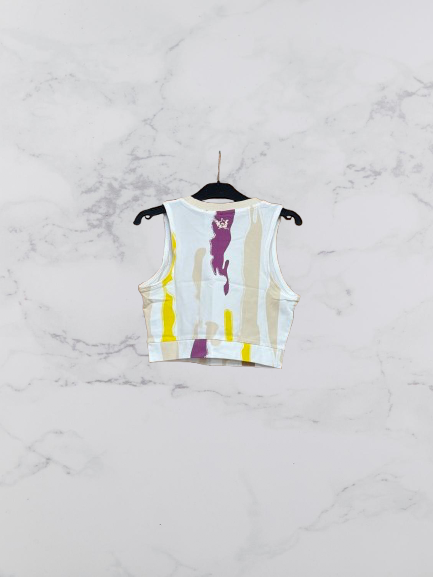 Adidas Originals Sleeveless Cropped Tank Top Colour White Multi Size 6