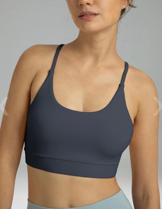 Colorfulkoala Dreamlux Bowknot Strappy Sports Top Colour Blue Ink