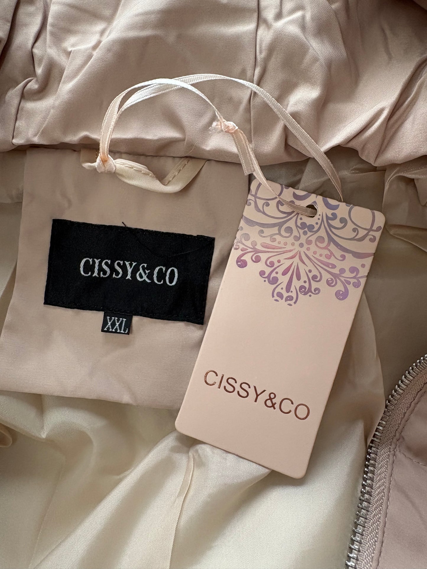 Cissy&Co Hooded Puffer Jacket Colour Beige Size XXL