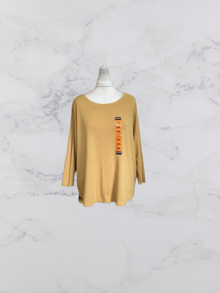 Kirkland Signature Ladies Cotton Slub Tee Size XXL Colour Mustard Yellow