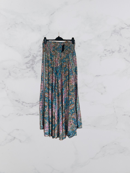 Manvi Wide Leg Boho Trousers Colour Teal Multi One Size 8-16
