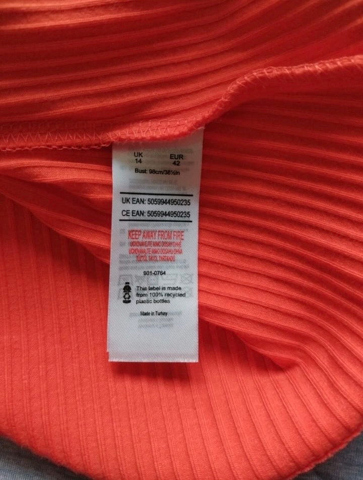 F&F F W Bridge vest top Colour Orange Size 14