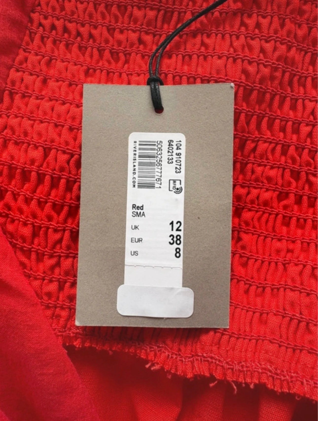 River Island Signature to Go Milkmaid Midi Dress Colour Red Size 12
