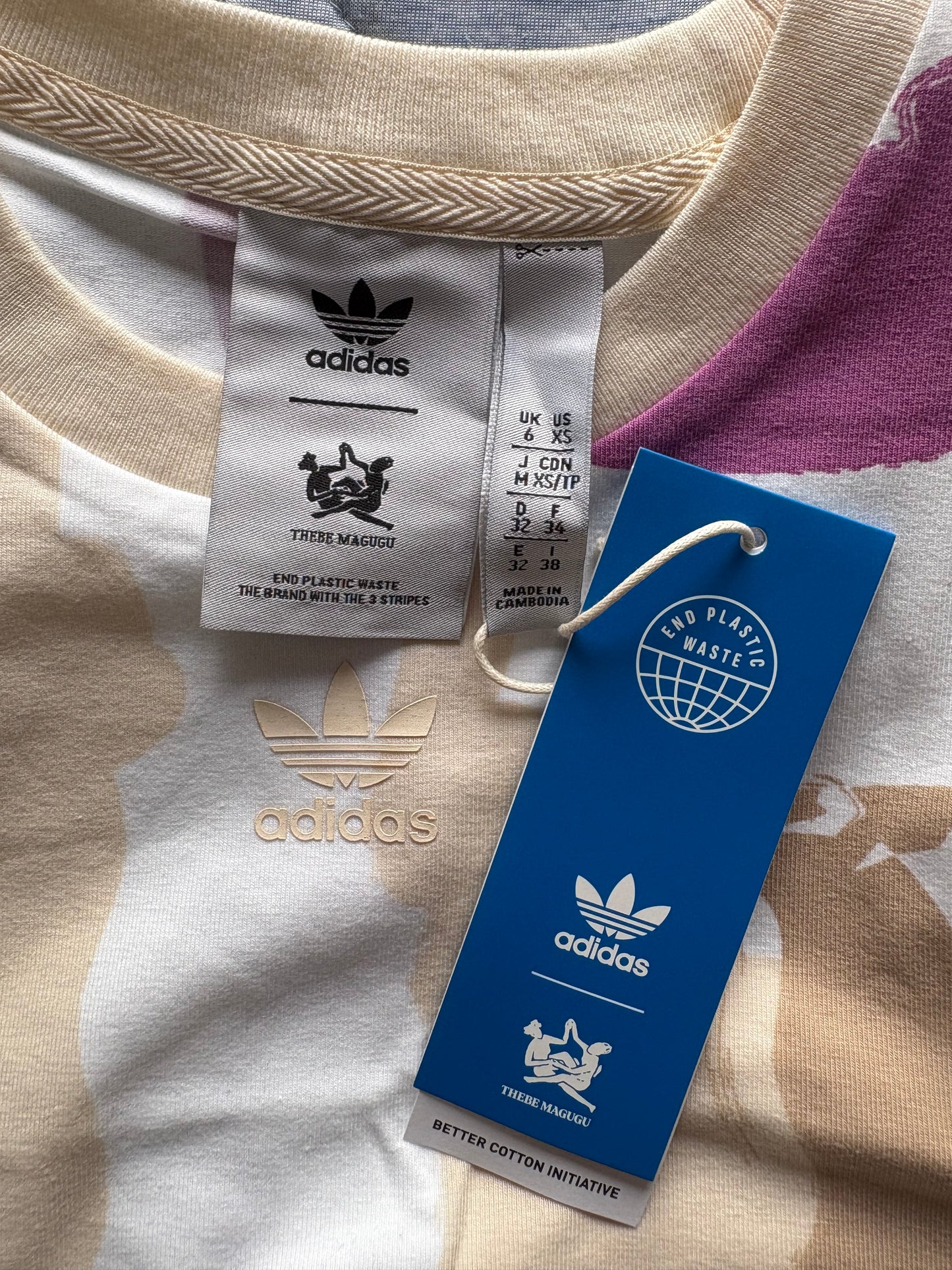 Adidas Originals Sleeveless Cropped Tank Top Colour White Multi Size 6