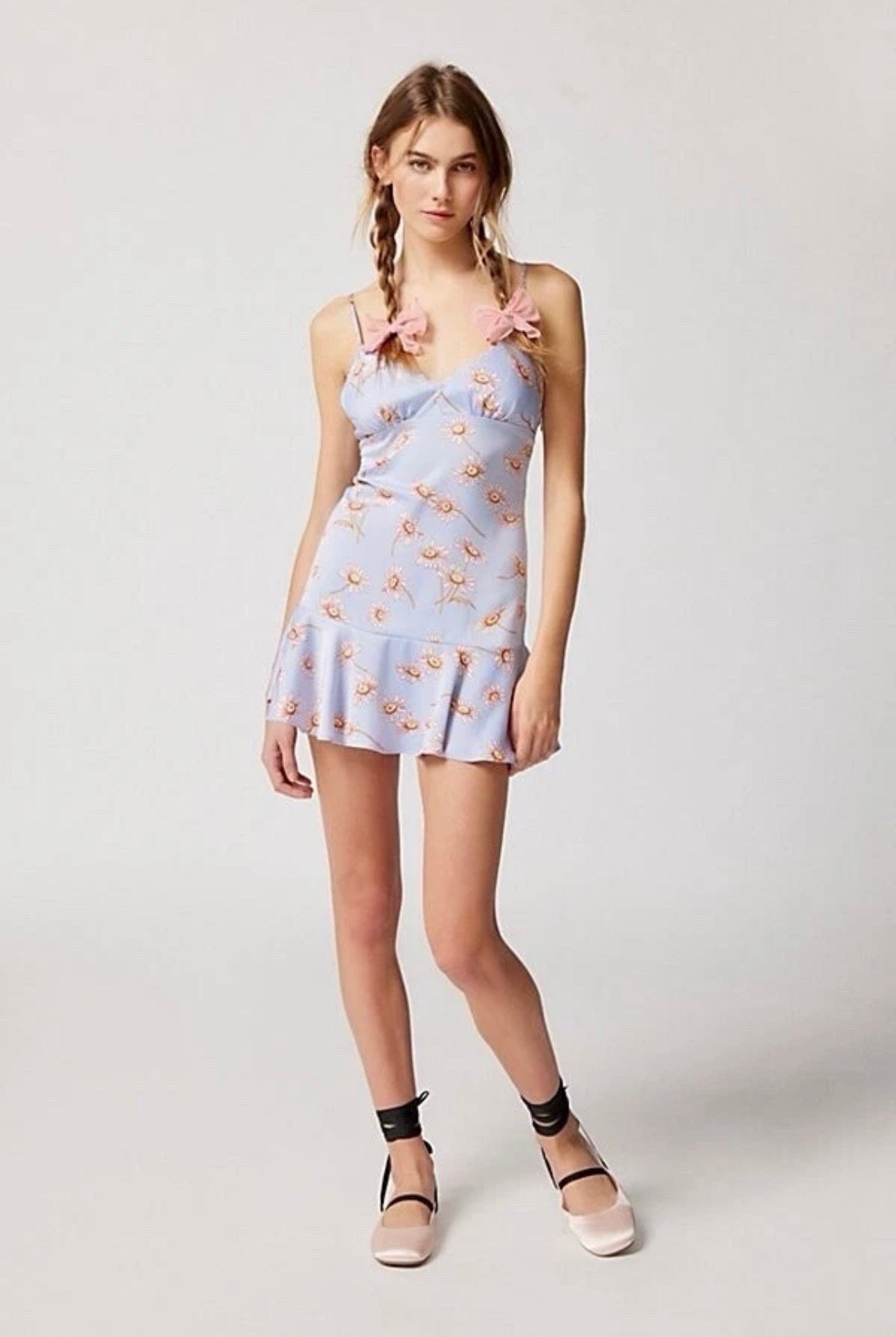 Urban Outfitters Finley Flirty Mini Dress Colour Light Blue Multi