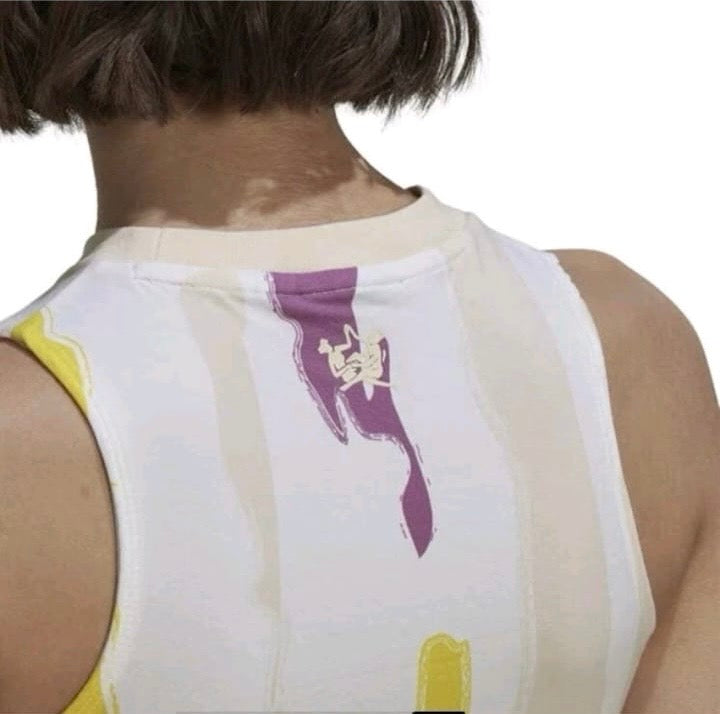 Adidas Originals sleeveless cropped tank Colour White Multi Size 10