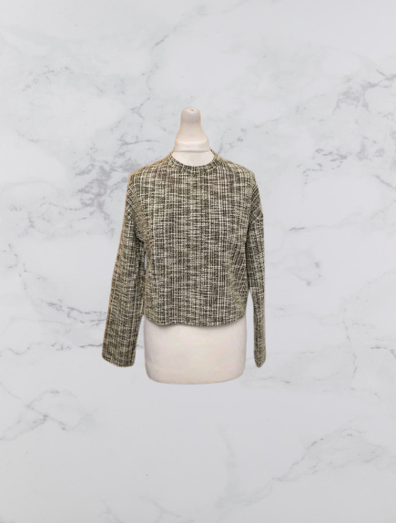 Mango Marbled tweed sweatshirt Colour Beige/Black Size XS