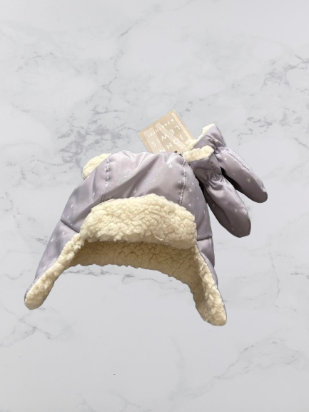 John Lewis Hat And Gloves set Colour Lilac/white Size 3-6 Months