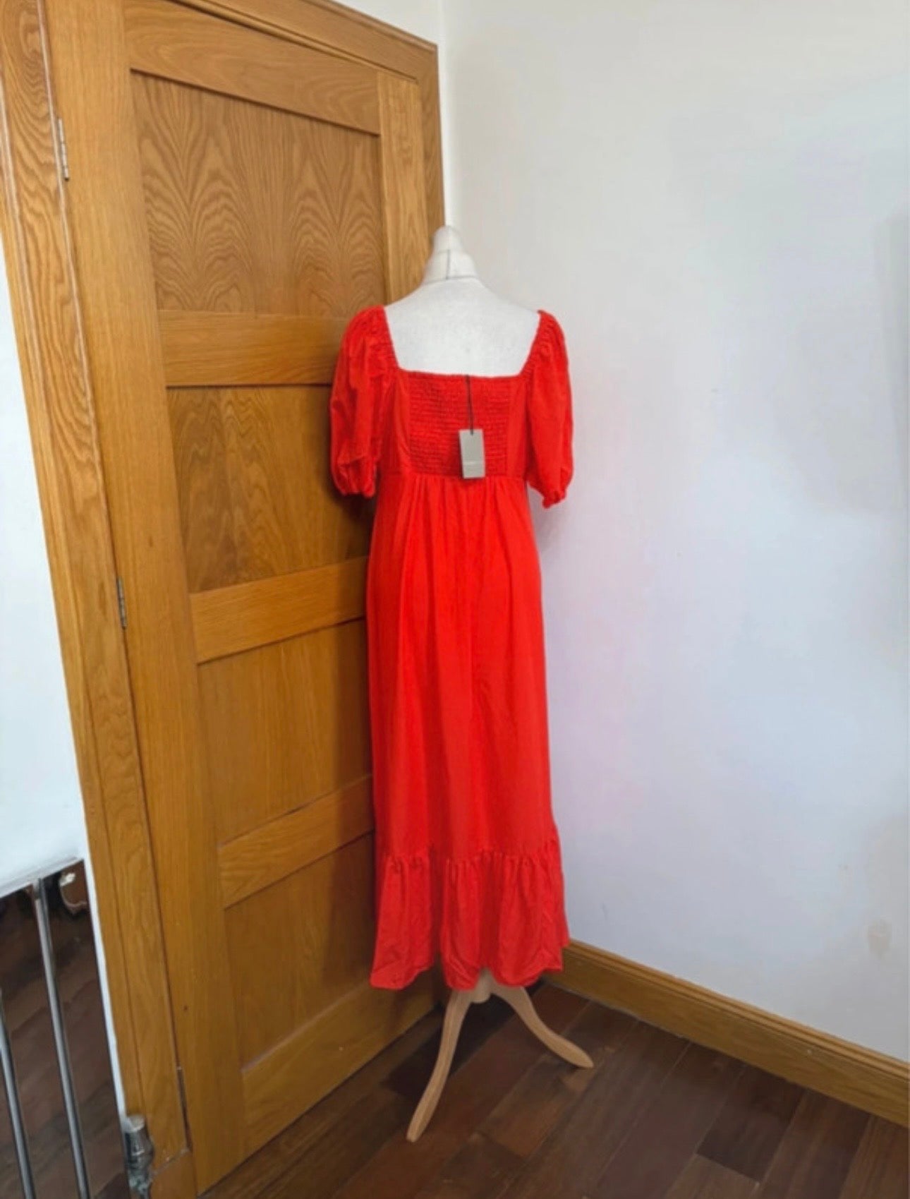 River Island Signature to Go Milkmaid Midi Dress Colour Red Size 12