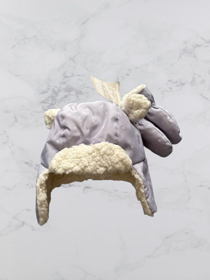 John Lewis Hat And Gloves set Colour Lilac/white Size 0-3 Months