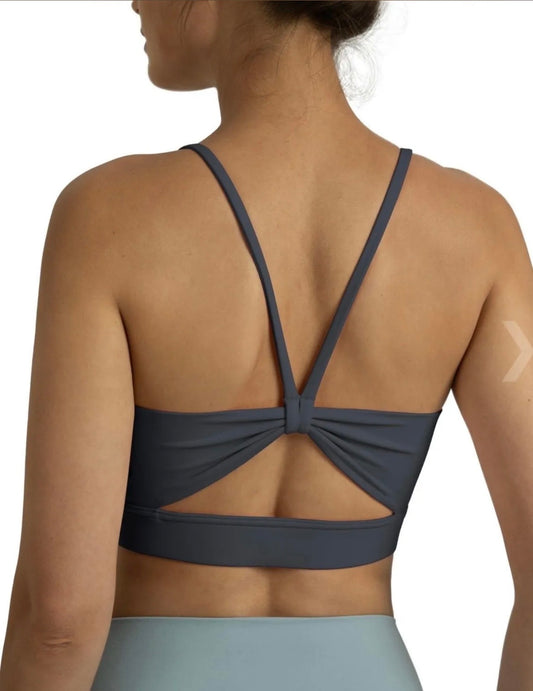 Colorfulkoala Dreamlux Bowknot Strappy Sports Top Colour Blue Ink