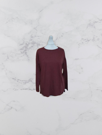 Wrap London Linen Blend Long Sleeve Top Colour Mahogany Size 6