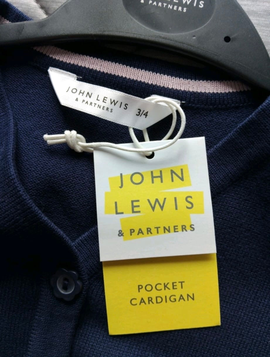 John Lewis Pocket Cardigan Colour Navy Size 3-4 Years