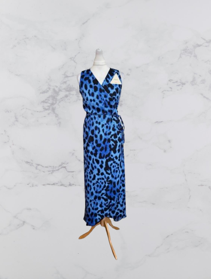 Dancing Leopard Kyla Leopard Sleeveless Wrap Dress Colour Blue/Black Size 10