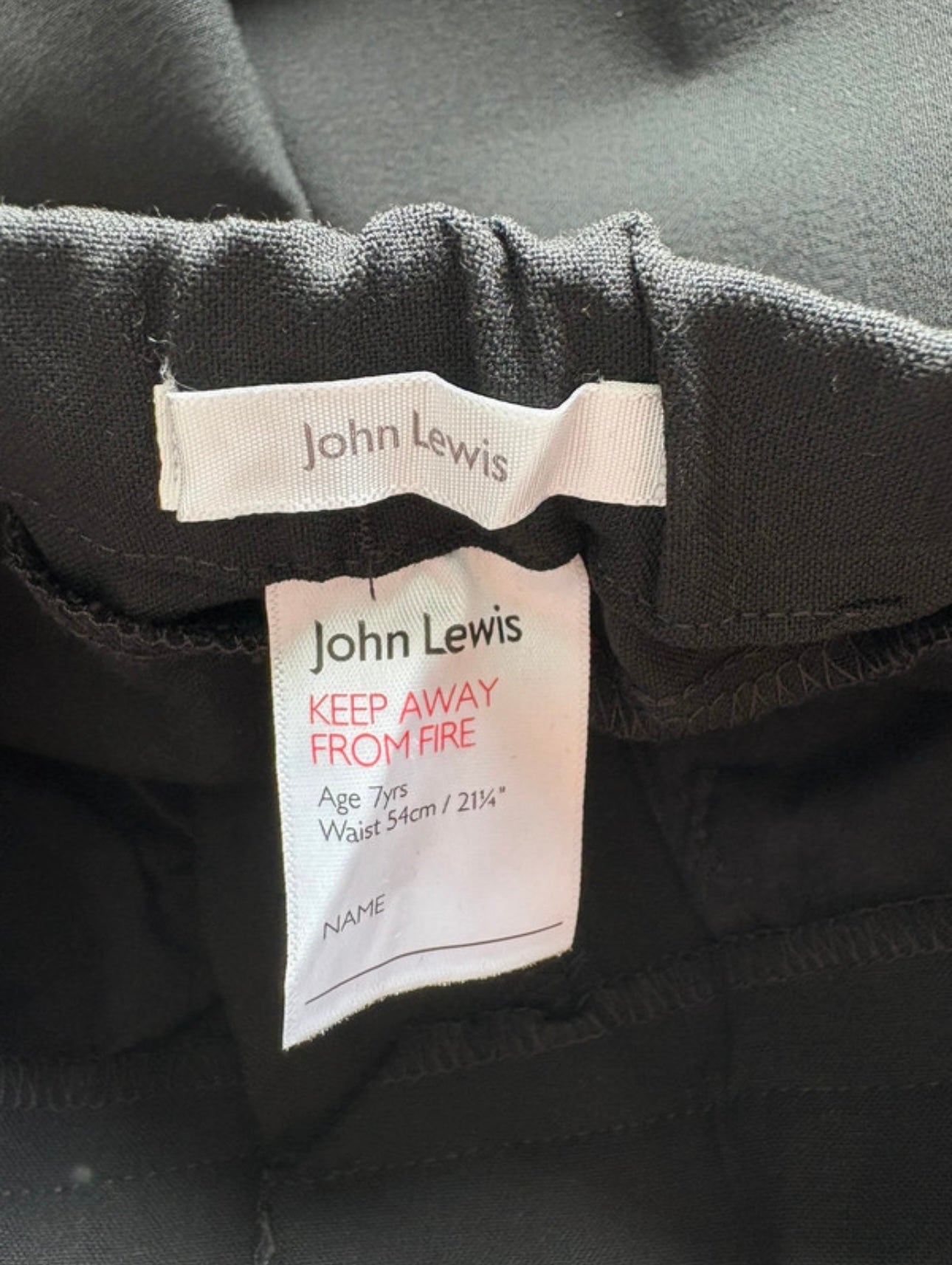 John Lewis Girls Trousers Regular Fit Colour Black Size 7 Years