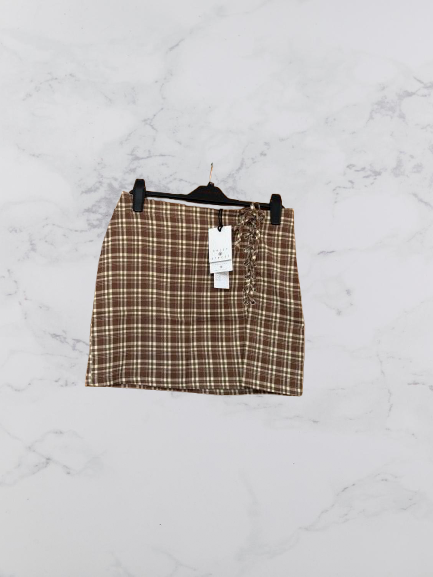 Daisy Street Lace Up Mini Skirt Colour Brown/ Cream Size 10