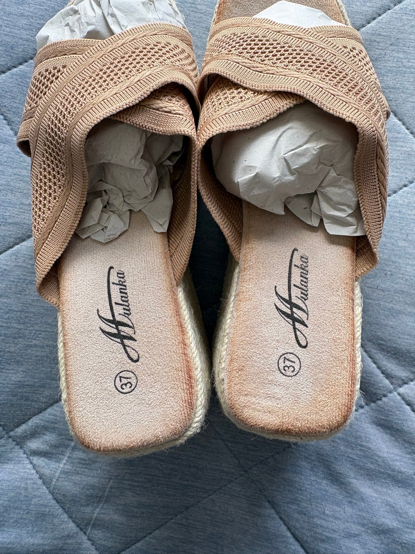 Mulanka Wedge Sandals Colour Khaki Size 37 UK Size 4