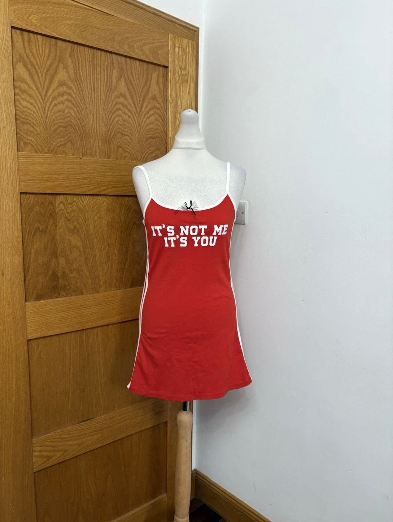 Urban Outfitters 'It's not me it's you' Mini Dress Colour Red/White Size L
