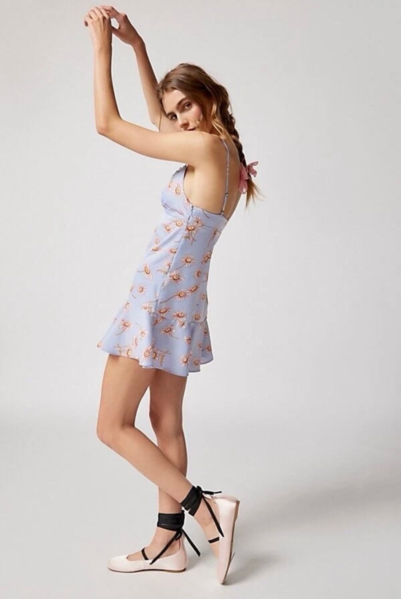 Urban Outfitters Finley Flirty Mini Dress Colour Light Blue Multi