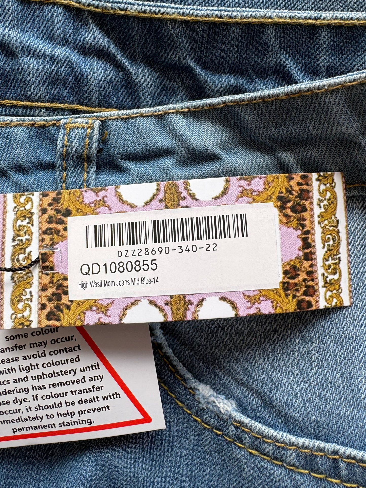 Boohoo High Waist Mom Jeans Colour Mid Blue Size 14