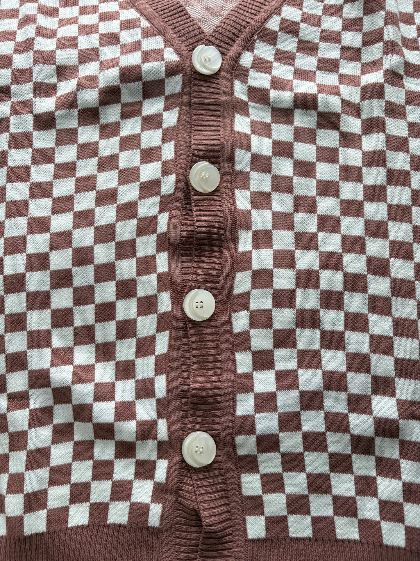 Ladies Button Front Cardigan Colour Terracotta/White One Size 12-20