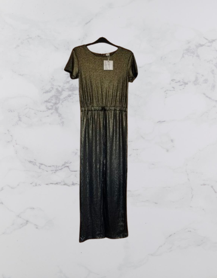 John Lewis Gold Sparkly short sleeve Jumpsuit Colour Gold Size 12 Years