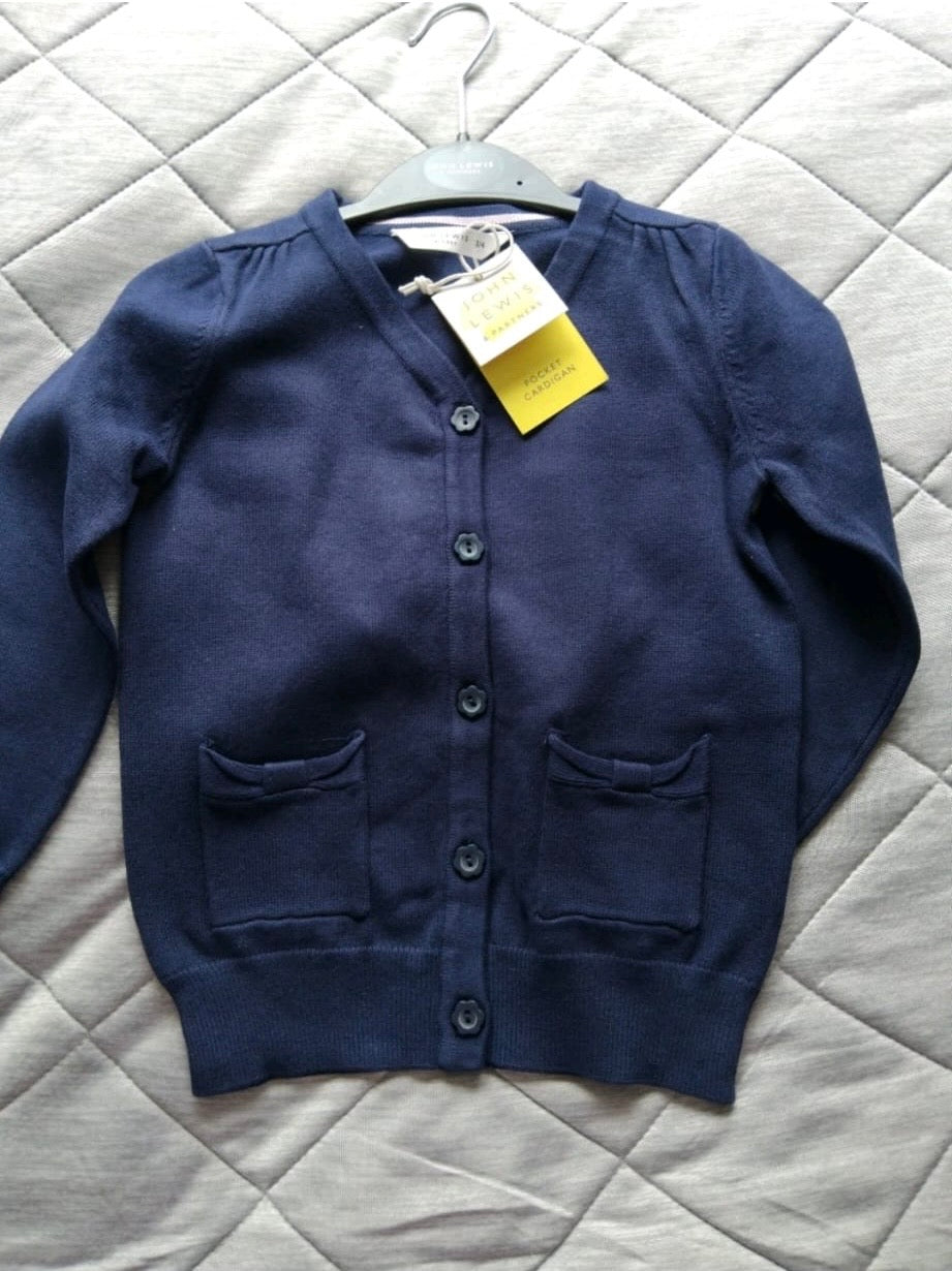 John Lewis Pocket Cardigan Colour Navy Size 3-4 Years