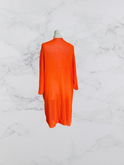 Made In Italy KS 3/4 Sleeve Crochet Cardigan Colour Orange One Size 12-24