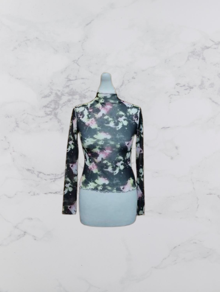 Skinny Dip Long Sleeve Sheer Top Colour Black Multi Size 6
