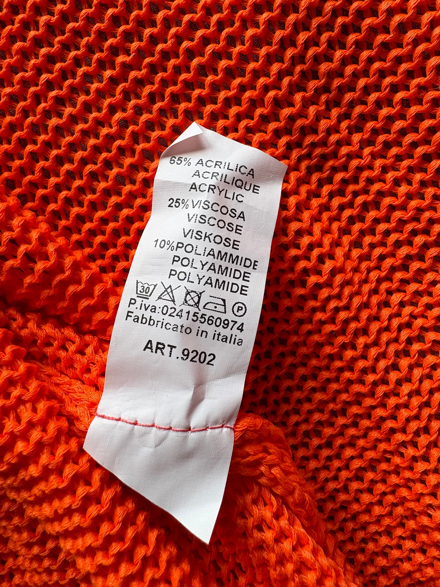 Made In Italy KS 3/4 Sleeve Crochet Cardigan Colour Orange One Size 12-24