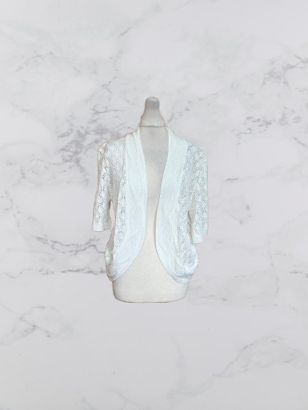 Perry Gold Short Sleeve Crochet Cardigan Colour White Size L/XL