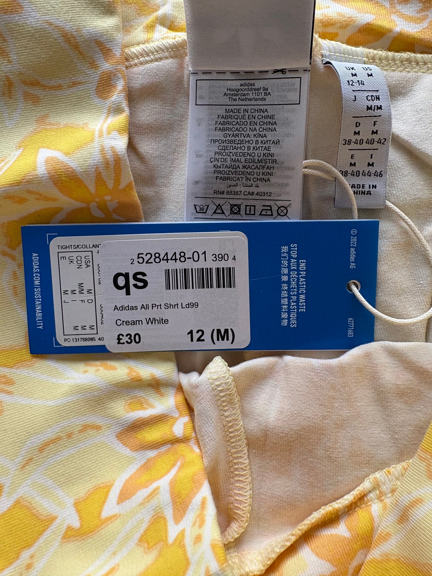 Adidas Originals Island Club All Over Print Shorts Colour Cream White Size M 12-14