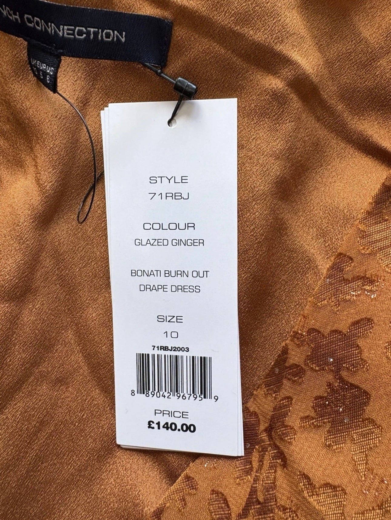French Connection Bonati burn out drape dressColour Glazed Ginger Size 10