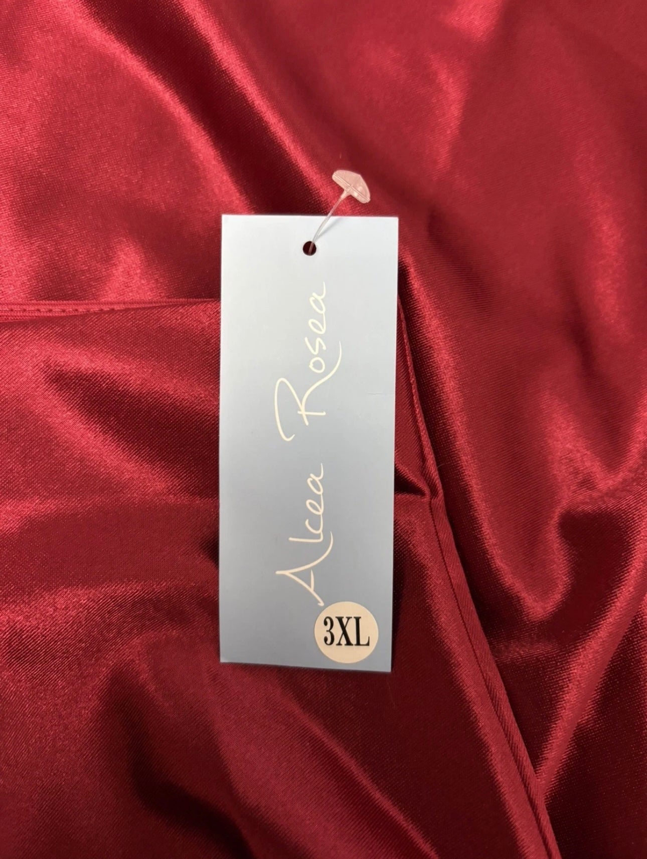 Alcea Rosea Satin Midi Skirt Colour Dark Red Size 3XL