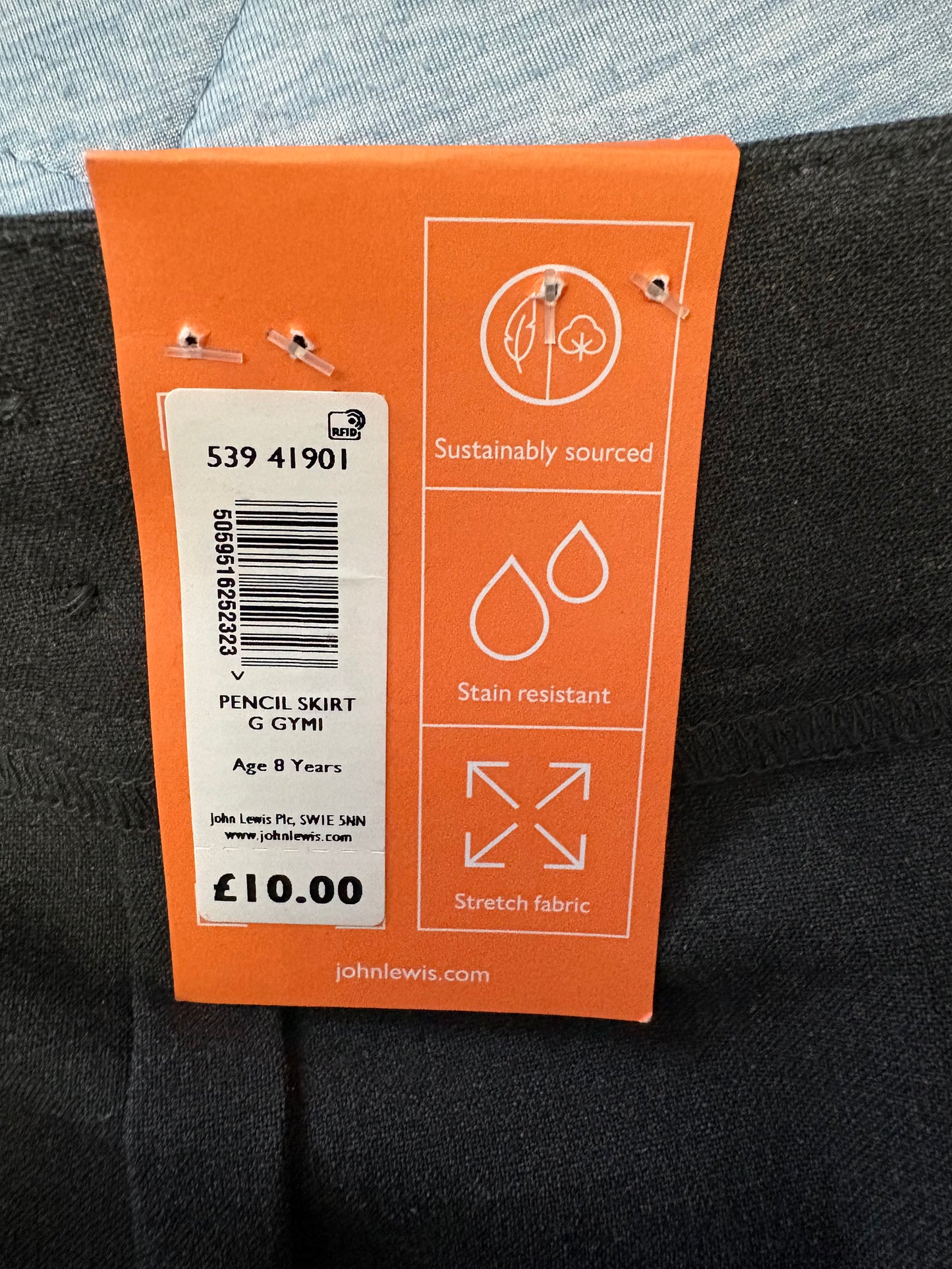 John Lewis Pencil Skirt Colour Grey Size 8 Years