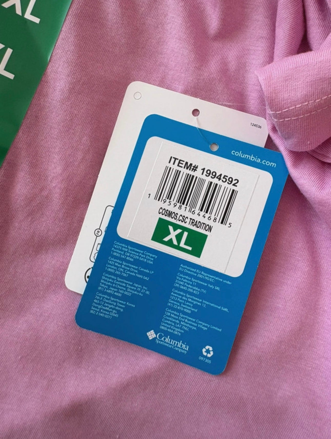 Columbia Short Sleeve T-Shirt Colour Cosmos Size XL