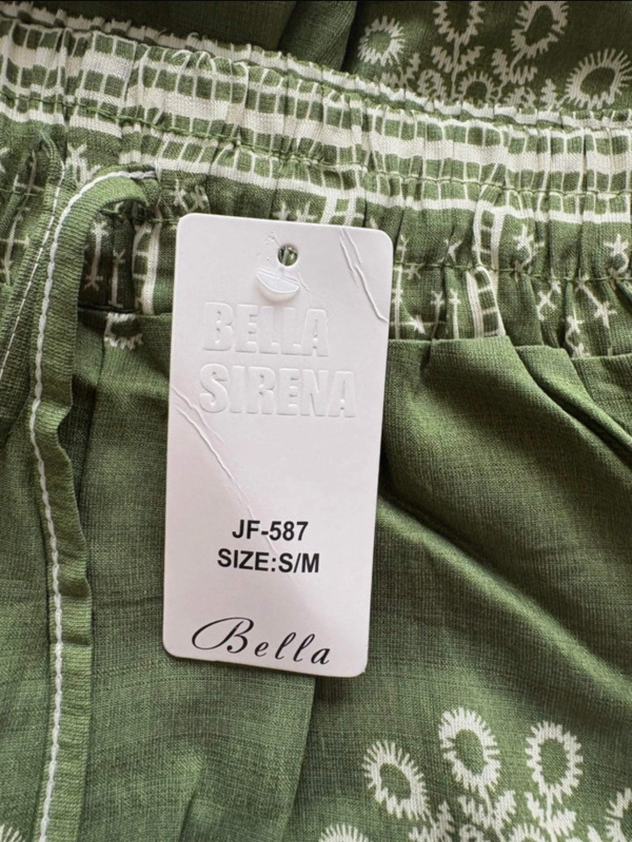 Bella Sirena Linen Blend Wide Leg Trousers Colour Khaki/White Size S/M